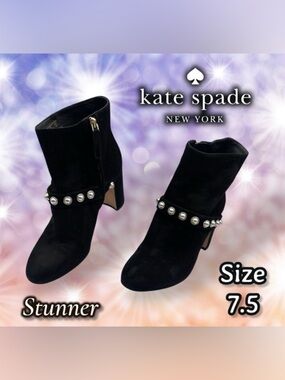 Kate Spade Stunner Black Ankle Boots Women's Size 7.5